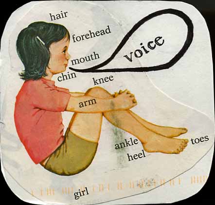 Illustration of labeled body parts on girl.