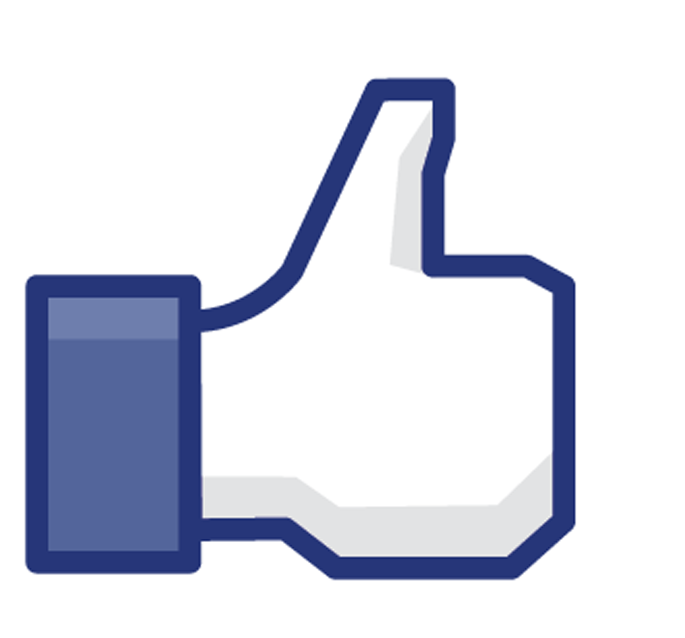 A blue and white thumbs up icon
