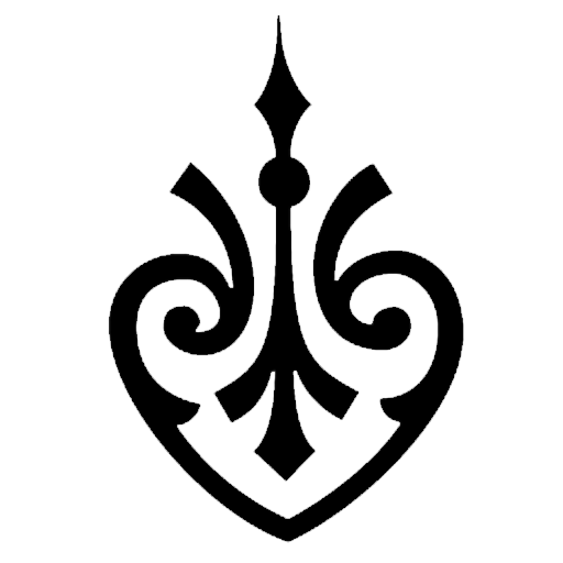 A black and white image of an ornate heart.